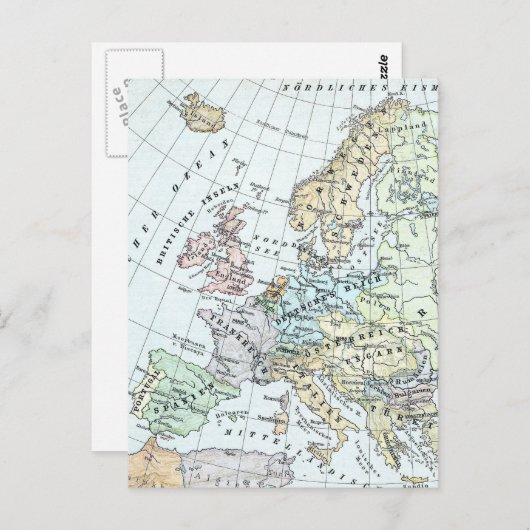  kaart van Europa (1899) (Voorkant / Achterkant)