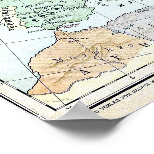  kaart van Europa (1899) Poster (Hoek)