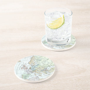  kaart van Europa (1899) Zandsteen Onderzetter