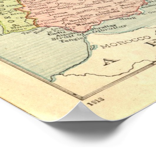 Kaart van Europa 1914 Poster (Hoek)