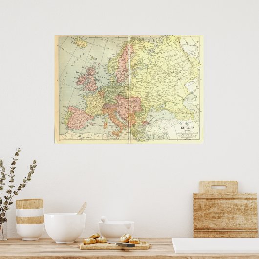 Kaart van Europa 1914 Poster (Keuken)