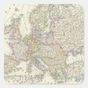 Kaart van Europa 3 Vierkante Sticker