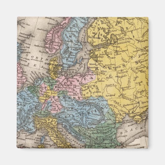 Kaart van Europa 4 Magneet (Voorkant)