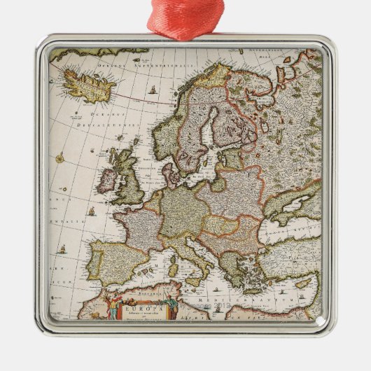 Kaart van Europa 4 Metalen Ornament (Voorkant)