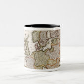 Kaart van Europa 4 Tweekleurige Koffiemok (Center)