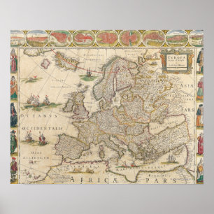 Kaart van Europa 6 Poster