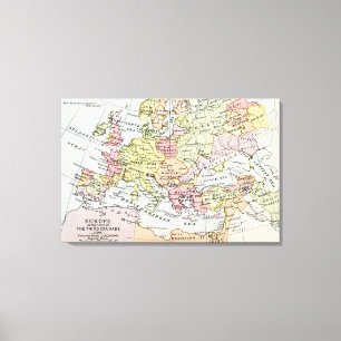 Kaart van Europa   Derde kruistocht Canvas Afdruk