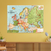 Kaart van Europa door George Washington Bacon Canvas Afdruk (Insitu (Woonkamer))