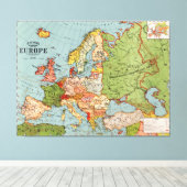 Kaart van Europa door George Washington Bacon Canvas Afdruk (Insitu (Houten vloer))