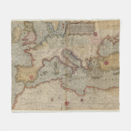  kaart van Europa en het Middellandse-Zeegebied (1 Fleece Deken (Voorkant (Horizontaal))