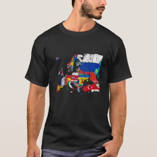 Kaart van Europa met Flags T Shirt