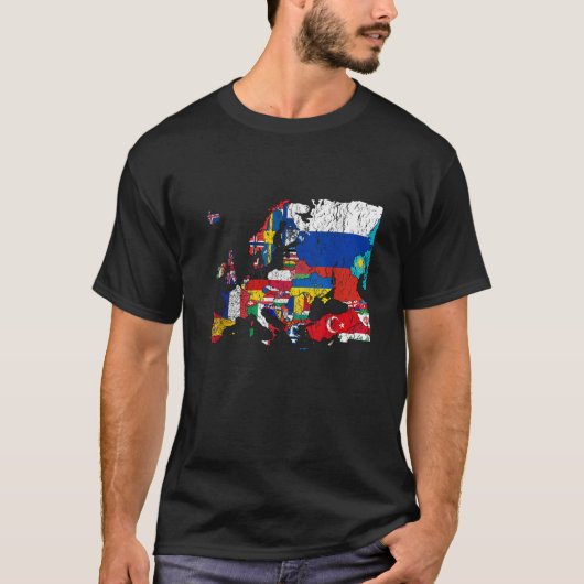 Kaart van Europa met Flags T Shirt (Voorkant)