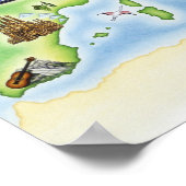 Kaart van Europa met voorbeelden van beroemde Poster (Hoek)