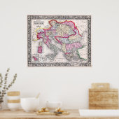  kaart van Europa Oostenrijk Italië Turkije Grieke Poster (Keuken)