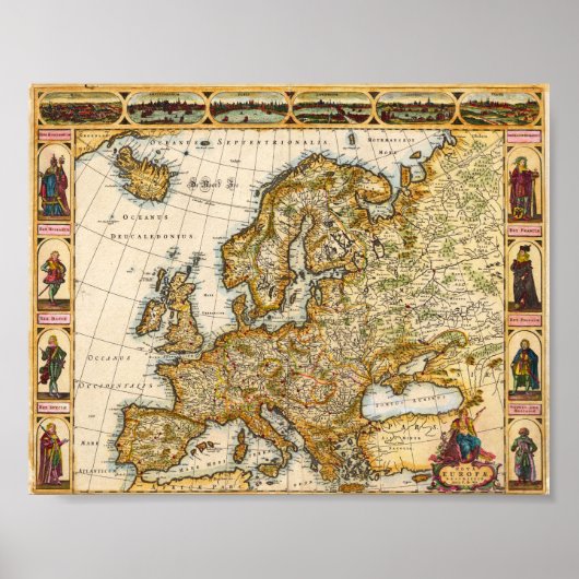  kaart van Europa Poster (Voorkant)