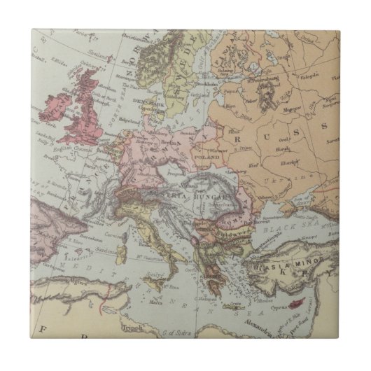  kaart van Europa Tegeltje (Voorkant)