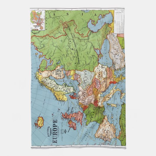 Kaart van Europa Theedoek (Verticaal)