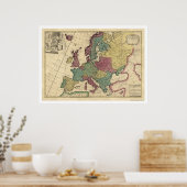Kaart van Europa van Senex 1725 Poster (Keuken)