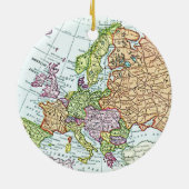 kaart van Europese kleurrijke pastels Keramisch Ornament (Achterkant)