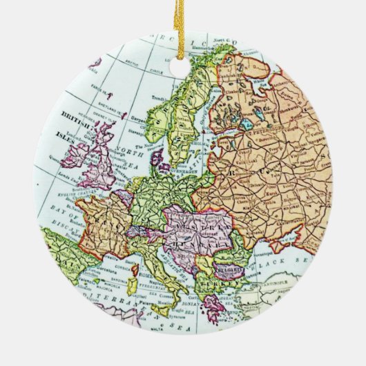  kaart van Europese kleurrijke pastels Keramisch Ornament (Achterkant)