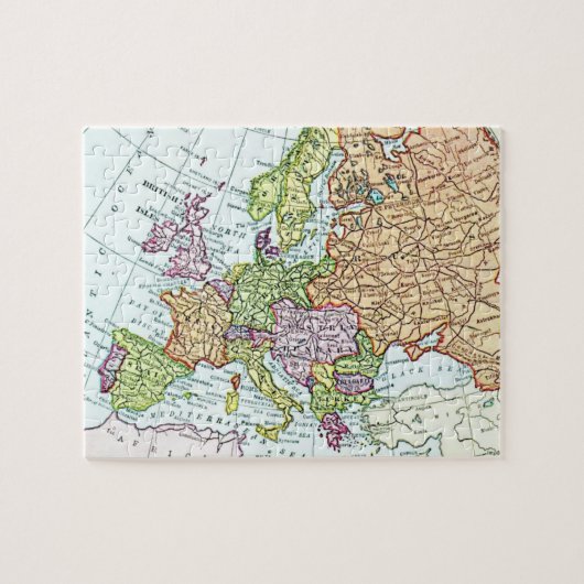  kaart van Europese kleurrijke pastels Legpuzzel (Horizontaal)