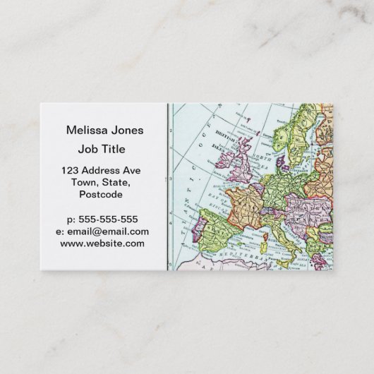  kaart van Europese kleurrijke pastels Visitekaartje (Voorkant)