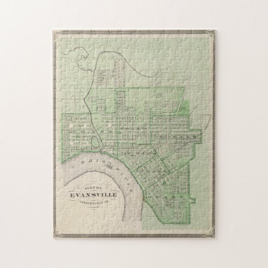  kaart van Evansville Indiana (1876) Legpuzzel (Verticaal)