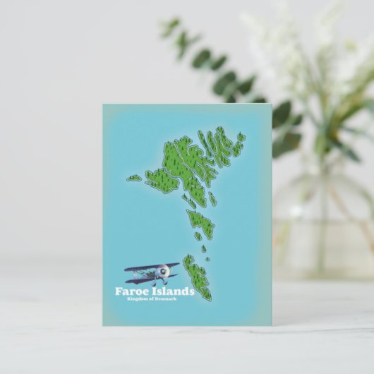 Kaart van Faeröer Koninkrijk Denemarken (Staand voorkant)