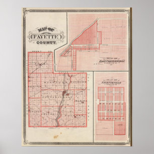 Kaart van Fayette County met East Connersville Poster