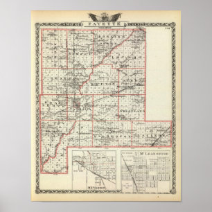 Kaart van Fayette County, Mt Vernon en McLeansboro Poster