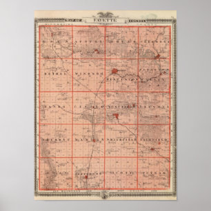 Kaart van Fayette County, staat Iowa Poster