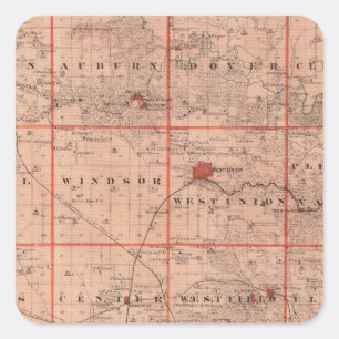 Kaart van Fayette County, staat Iowa Vierkante Sticker