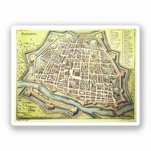 kaart van Ferrara, ITALIË Sticker (Voorkant)