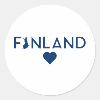 Kaart van Finland en Hart Wit Blauw Ronde Sticker