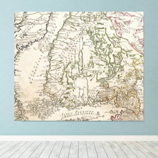  kaart van Finland (jaren '40) Canvas Afdruk (Insitu (Houten vloer))