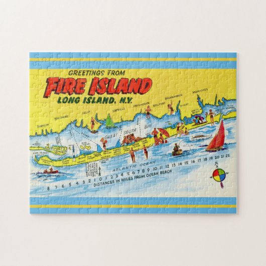  kaart van Fire Island Legpuzzel (Horizontaal)
