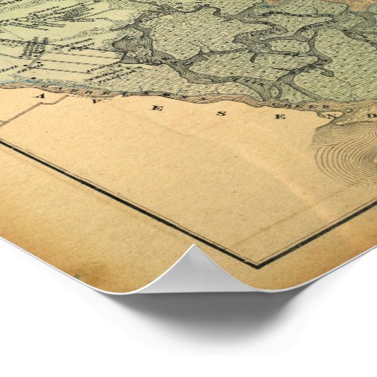  kaart van Flatland, Long Island, 1873 Poster (Hoek)