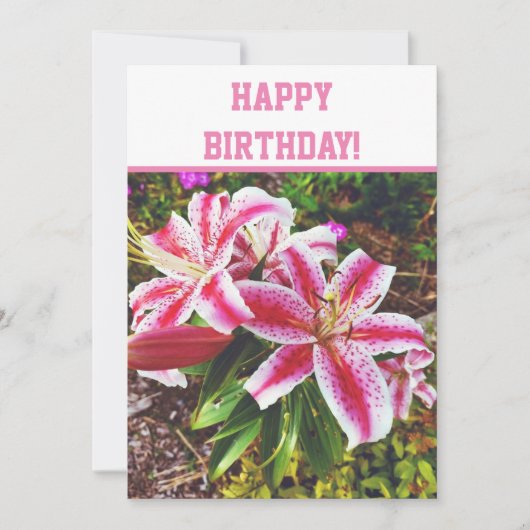 Kaart van Floral Birthday Pink Lilies (Voorkant)