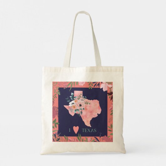  kaart van Floral I Love Texas Tote Bag (Achterkant)
