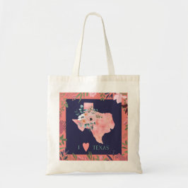  kaart van Floral I Love Texas Tote Bag
