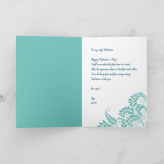 Kaart van Floral Valentijns (Blue & Turquoise) (Binnen)