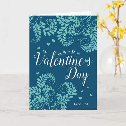 Kaart van Floral Valentijns (Blue & Turquoise) (Gele Bloem)