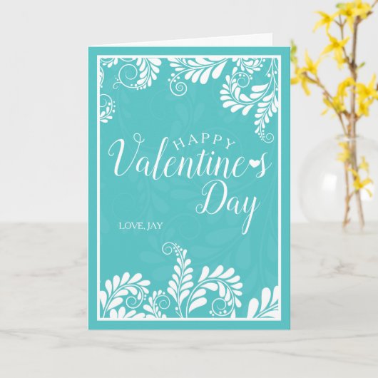 Kaart van Floral Valentijns (Turquoise) (Gele Bloem)