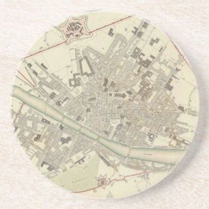  kaart van Florence Italië (1835) Zandsteen Onderzetter