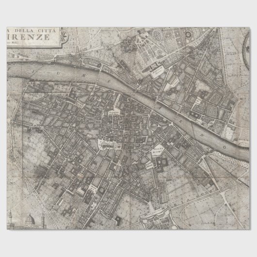  kaart van Florence Italië (1847) Cadeaupapier (Vlak)