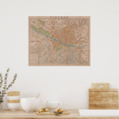  kaart van Florence Italië (1910) Poster (Keuken)