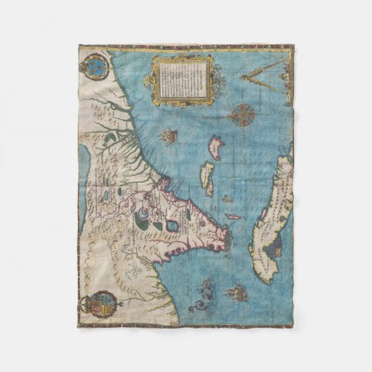 kaart van Florida (1591) Fleece Deken (Voorkant)