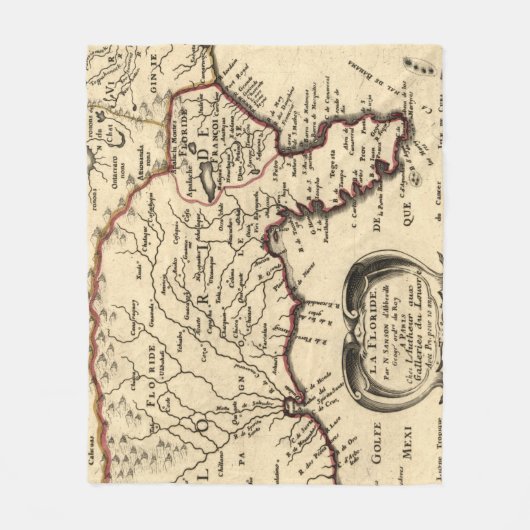  kaart van Florida (1657) Fleece Deken (Voorkant)