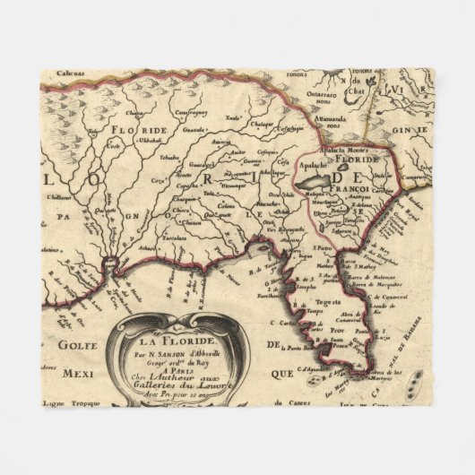  kaart van Florida (1657) Fleece Deken (Voorkant (Horizontaal))