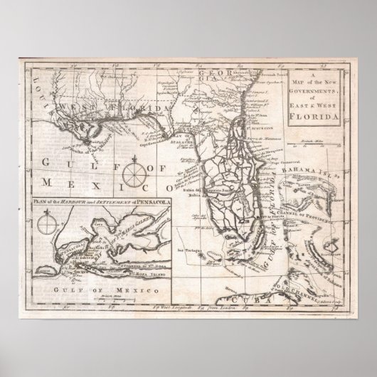  kaart van Florida (1763) Poster (Voorkant)